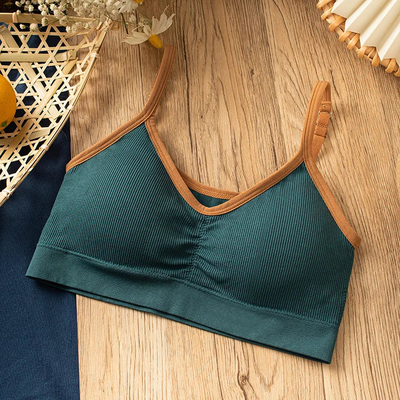 Women's Cotton Underwear Tube Tops Sexy Color Matching Bra Fashion Sports Comfort Tank Up Girl Suspender Underwear Sexy Lingerie