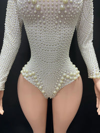 Novance Y1624-B Manufacturers for Customs Clothes Women's Bodysuits 2024 Sexy Club Long Sleeves Women Party Outfits With Pearls