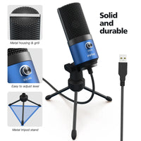 Fifine Metal USB Condenser Recording Microphone For Laptop  Windows Cardioid Studio Recording Vocals  Voice Over,Video-K669