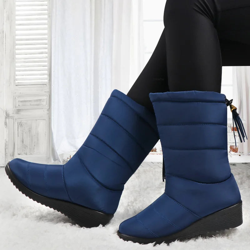 Women Boots Waterproof Winter Snow Ankle  Boots Fur Plush Down Warm Shoes Tassel Black Women Booties Fashion Botas Mujer Inviern