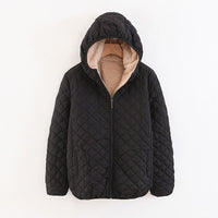 Women Autumn Winter Parkas Coat Jackets Female Lamb Hooded Plaid Long Sleeve Warm Winter Jacket S~3XL casaco feminino