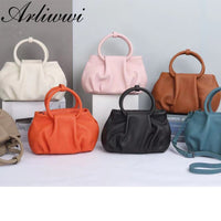 Arliwwi Real Leather Tote Handbags For Women Solid Colors High Quality Top Layer Cowhide Bags New Fashion Drop Shipping