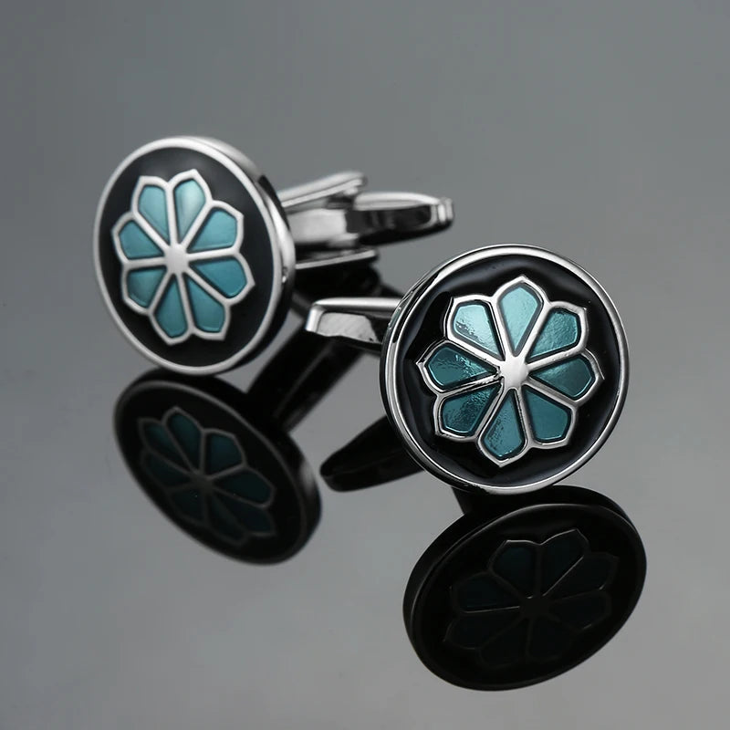 Classic French shirt Cufflinks High quality hand painted red blue black enamel button metal men's clothing accessories jewelry