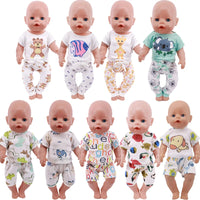 2 Pcs/Set Cute Pajamas Doll Accessories Clothes Dress For 18 Inch Girl Doll & 43 cm New Born Baby Doll,Our Generation,gifts