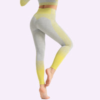 SHINBENE Stretchy High Waist Seamless Athletic Sport Workout Tights Women Striped Hip Enhancing Running Gym Fitness Leggings