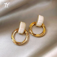 2020 New High Sense Opal Circle Pendant Dangle Earrings Fashion Party Luxury Accessories Sexy Korean Girl‘s Jewelry For Woman