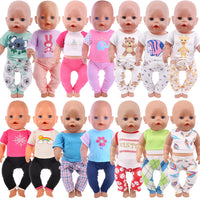 2 Pcs/Set Cute Pajamas Doll Accessories Clothes Dress For 18 Inch Girl Doll & 43 cm New Born Baby Doll,Our Generation,gifts