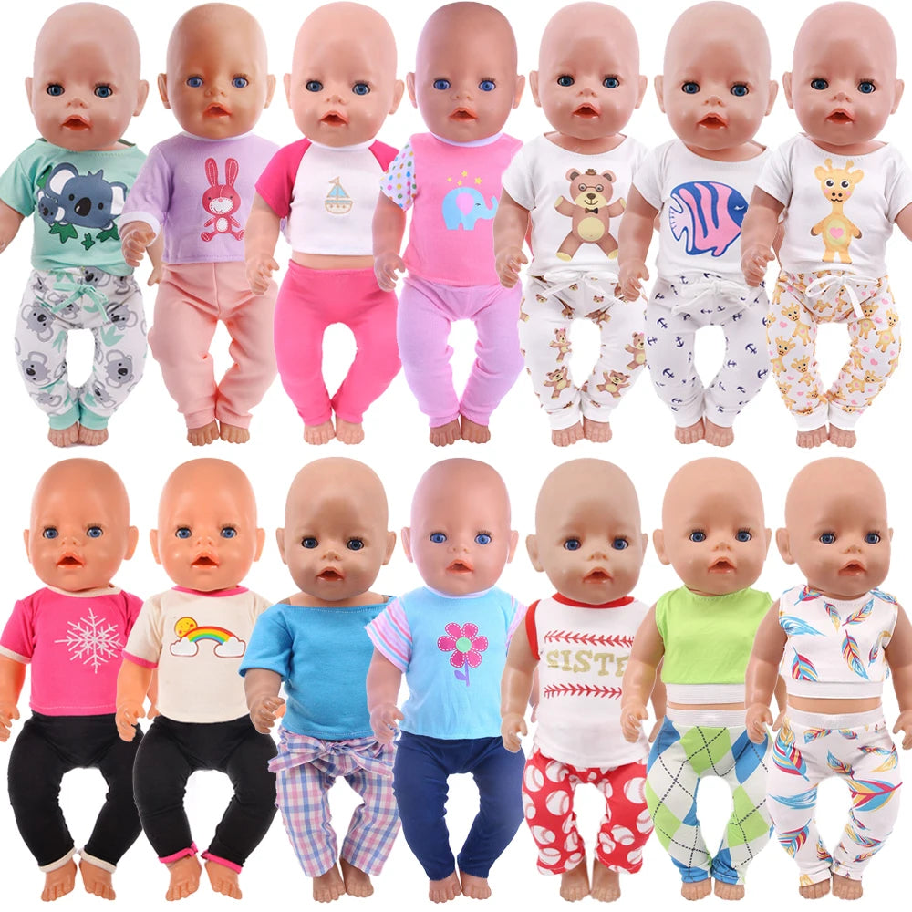 2 Pcs/Set Cute Pajamas Doll Accessories Clothes Dress For 18 Inch Girl Doll & 43 cm New Born Baby Doll,Our Generation,gifts