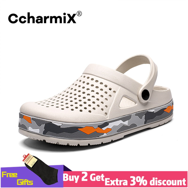 CcharmiX Mens Clogs Camo New Mens Sandals Summer Beach Slippers Men Outdoor Casual Men Sandals Water Shoes Male Big Size