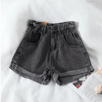 High Waisted Denim Shorts for Women Casual Loose Shorts Ladies Fashion Elastic Waist Wide Leg Short Jeans Summer New 2024