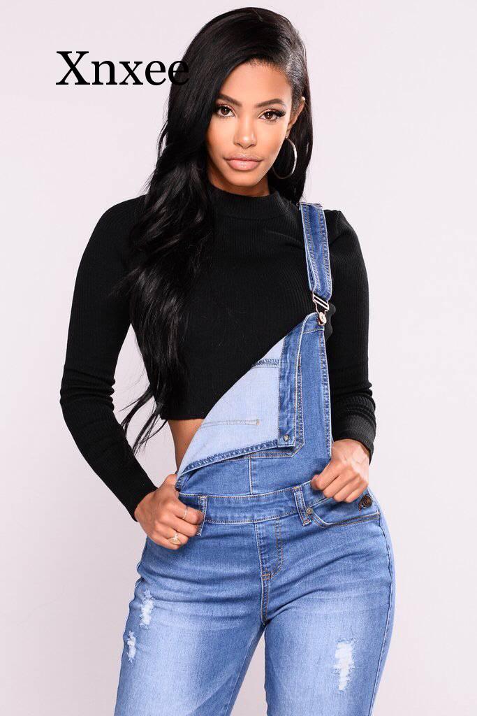 Jeans Woman Denim Women&#39;s Overalls Ripped Jeans for Women High Waist Jumpsuits Stretch Pants Female Jumper Trousers blue vintage