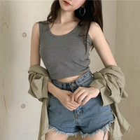 Camisole Women O-neck Strappy Hot Sale Cropped Tank Top Summer Female Active Ins Daily Sexy Streetwear Popular Slim Soft Ulzzang