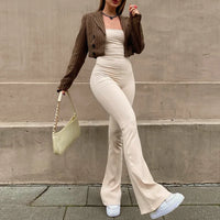 BoozRey andage Sexy Backless Elegant Strapless Jumpsuits Women Club Party Flare Pants Rompers One Piece Outfits Overalls