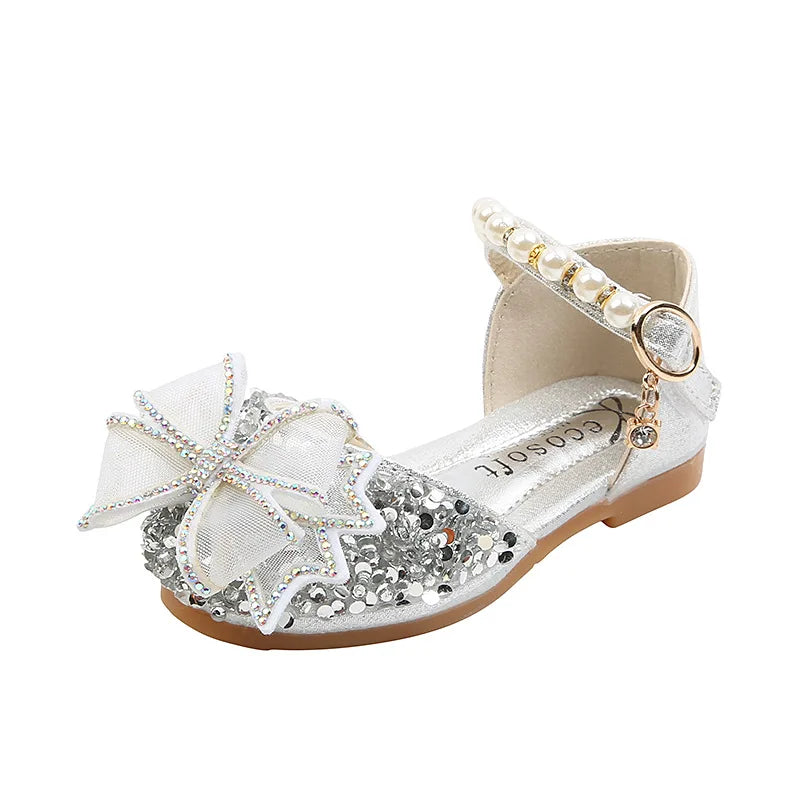 Girl Shoes spring Little Girl Rhinestone Bow Tie Baby Shoes Summer Sandals Children's Princess Shoe Fashion New 2021 E116