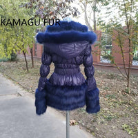 Cheaper Price Faux Fur Big Collar White Duck Down Detachable Arms And Hood