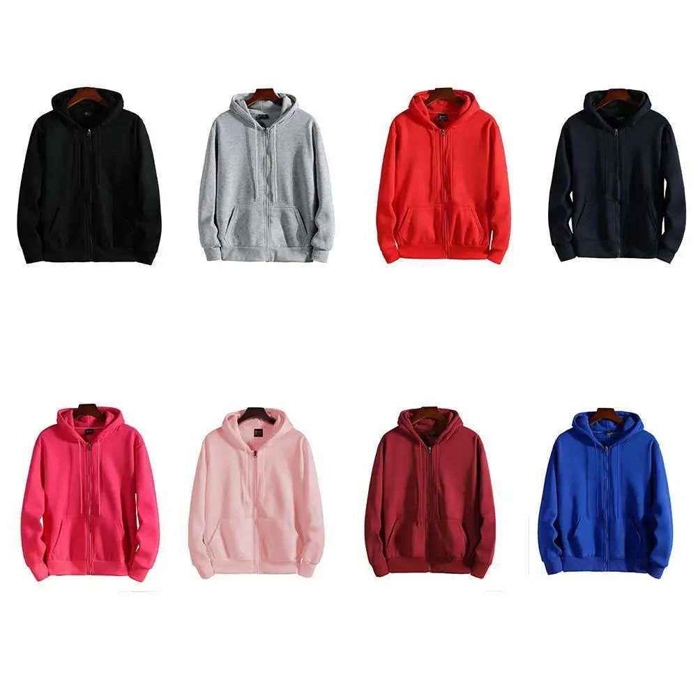 Korean Version Loose Hoodies Women Long Sleeve Zip Hooded Oversized Pocket Coat Harajuku Up Thin Male Sweatshirts Hooded Jacket