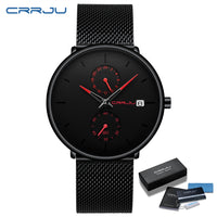 CRRJU Mens Watches Ultra-Thin Minimalist Waterproof - Fashion Wrist Watch for Men Unisex Dress with Stainless Steel Mesh Band