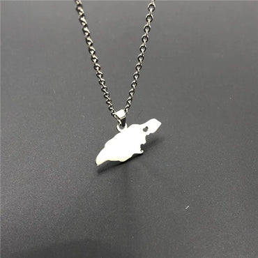 Fashion Jewelry Stainless Steel Chains Heart Jamaica Map Pendant Necklaces for Women Statement Choker National Jewelery Gift