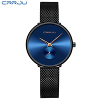 CRRJU Fashion Women Watch Luxury Casual Simple Ladies Daily Dress Mesh Wristwatch Minimalist Waterproof Quartz Female Clock