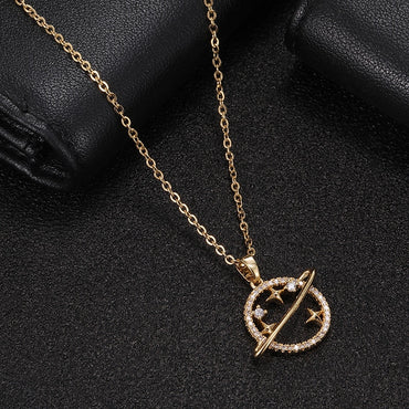 Stainless steel initial CZ necklace irregular hollow pendant necklace ladies accessories girl best party wedding jewelry