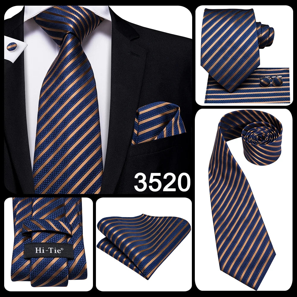 Hi-Tie Blue Business Solid 100% Silk Men's Tie NeckTie 8.5cm Ties for Men Formal Luxury Wedding High Quality Gravata