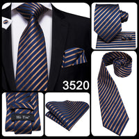 Hi-Tie Blue Business Solid 100% Silk Men's Tie NeckTie 8.5cm Ties for Men Formal Luxury Wedding High Quality Gravata