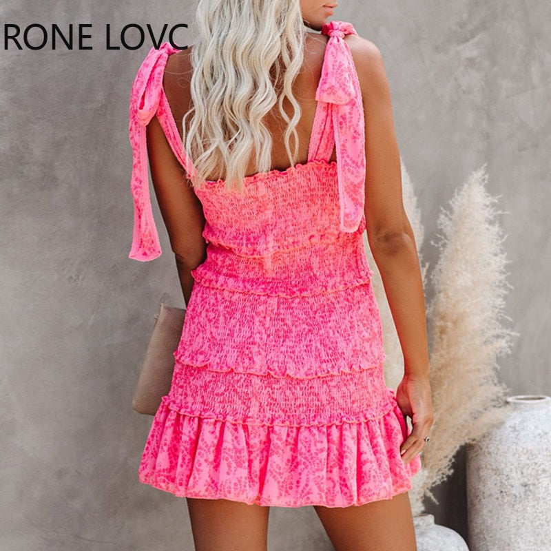 Women Tiered Ruffle Ruched Cami Dress Casual Dress  Elegant Fashion Chic Dress