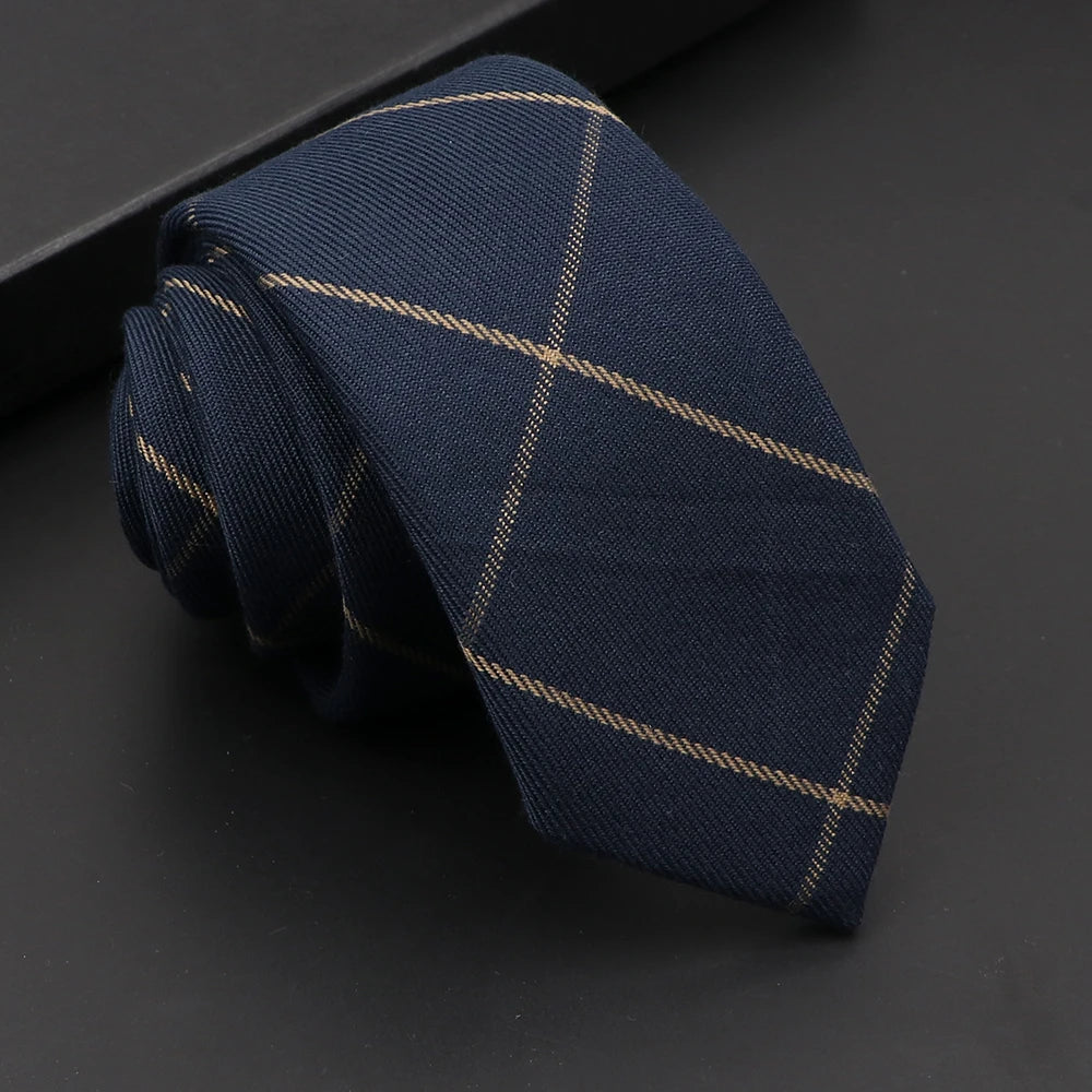 Mens Classic Cotton Ties High Quality Handmade Skinny 6CM Neck Tie Plaid Solid Color Striped Narrow Business Shirt Accessories