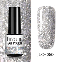 LILYCUTE 7ml Glitter Sequins Nail Gel Polish Gel Rose Gold Semi Permanent Hybrid Nail Art DIY Design Varnish