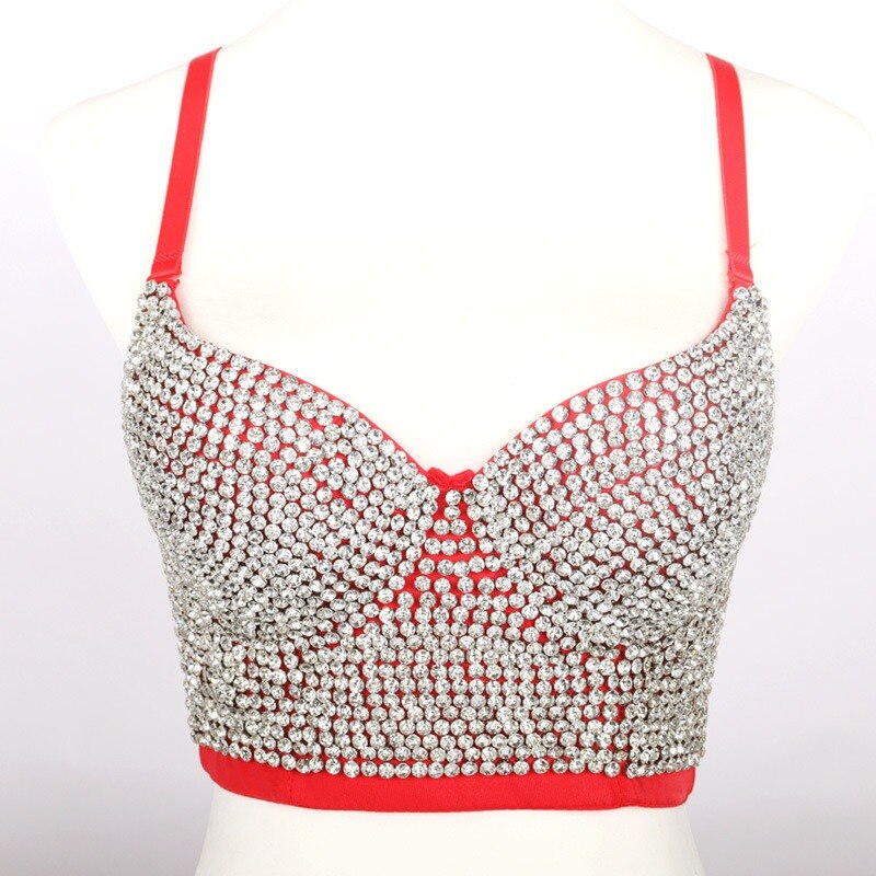 Irene Tinnie Hand-made Pearls Jewel Diamond Bralet Women&#39;s Bustier Bra Wedding Party Corset Cropped Top Vest Plus Size