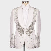 Black Beads Mens Wedding Tuxedos Ceremony Formal Groom Wear Party Birthday Pants Suits 2 Pieces Costume Marriage MS659