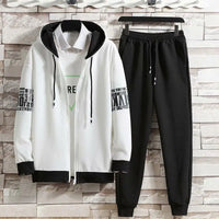 Spring Autumn Men's Sets Japan Style Long sleeve Hoodies Coat+ Elastic Waist jogger Casual Pants Fashion Sets Men Clothing Sets