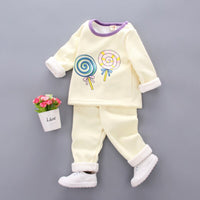 Kids Pajama Sets 1- 3Y Baby Girl Cotton Pajamas Winter Warm Underwear Thermal Clothes Thicken Children Clothing Girls Clothes