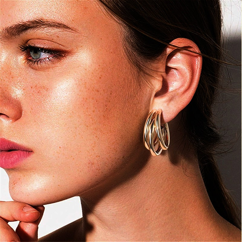 Geometric Metal Earrings for Women Jewelry Gift Irregular Circle Square Earrings Femme Cold Fashion Korean Women's Earrings 2022