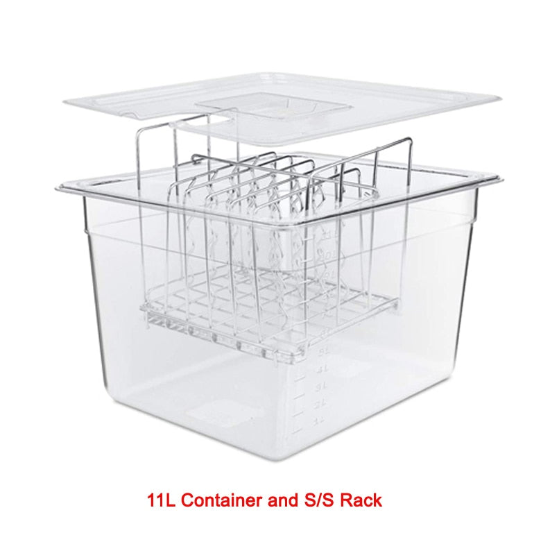 Stainless Steel Sous Vide Rack and 11L Sous Vide Cooker Containers Detachable Dividers Separator for Immersion Circulators