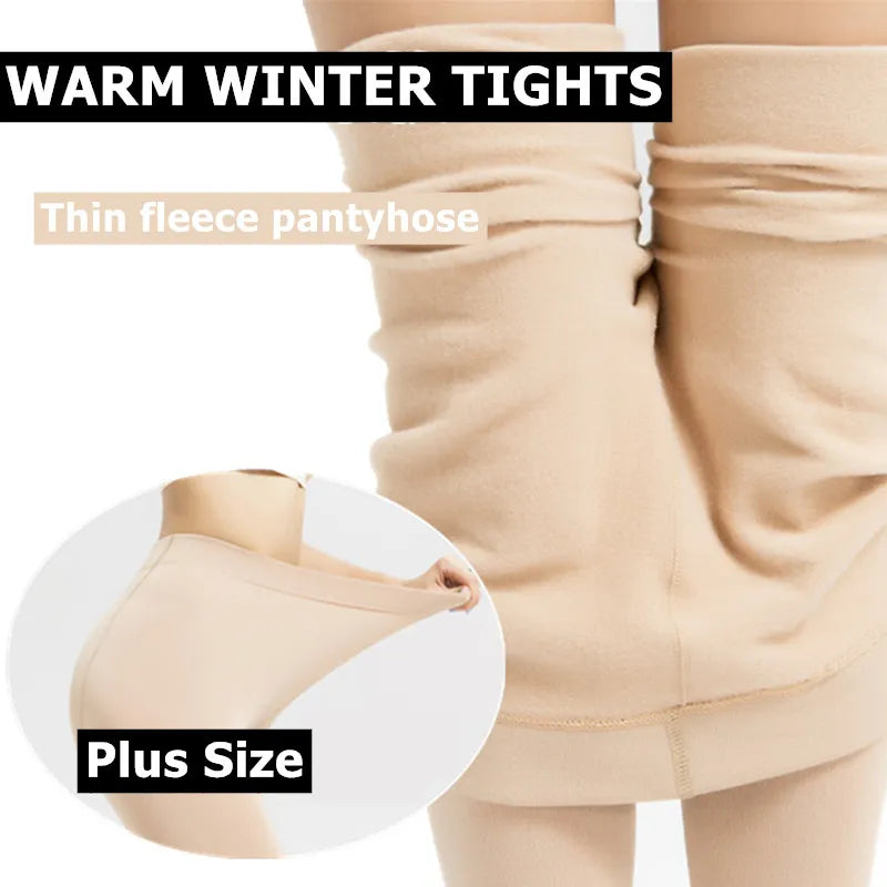 130 KG New Plus Size Sexy Women Tights Warm Winter Fleece Pantyhose 120D High Waist Female Stretchy Opaque Footed Tights