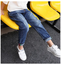 IENENS Fashion Jeans For Kids Boys Denim Long Pants Spring Autumn Slim Jeans Young Boy Cowboy Trousers Elastic Waist Pants