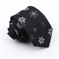 New Cotton Denim Ties For Men 7CM Floral Feather Dot Blue Neck Tie For Wedding Party Casual Print Slim Neckties Daily Wear Gift