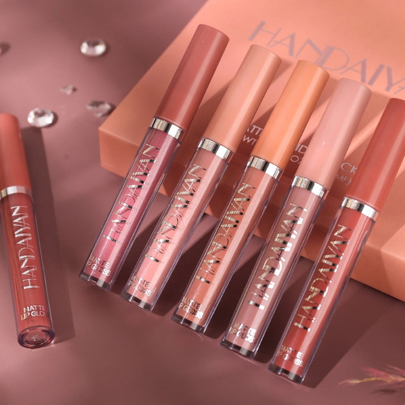 HANDAIYAN 6Colors/Sets Sexy Matte Liquid Lipstick Lip Glaze Sets Natural Moisturizer Waterproof Velvet Lip Glosses Makeup