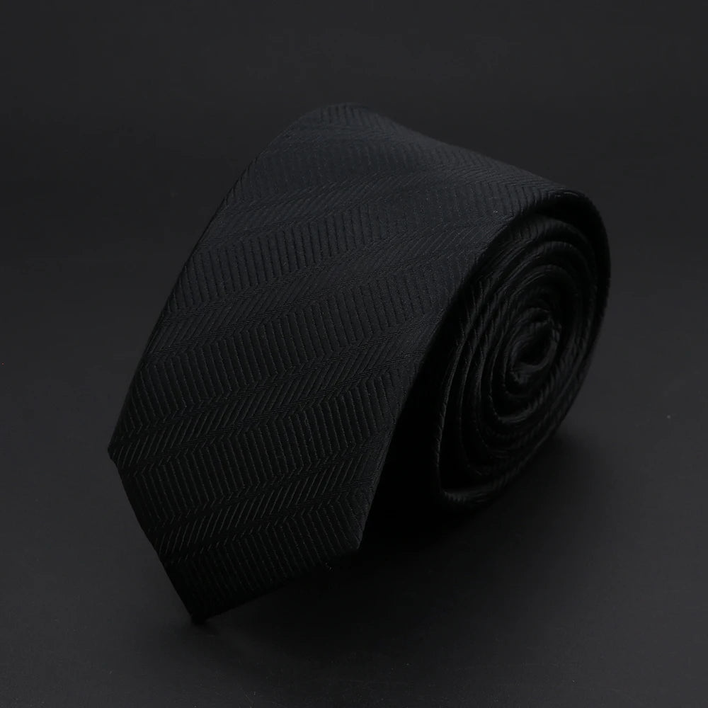 30 Styles Men's Jacquard Striped Solid Color Necktie 6cm Slim Narrow Suit Shirt Accessory Daily Wear Cravat Wedding Party Gift