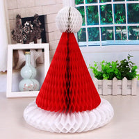 8inch/12inch Honeycomb Ball Christmas Hat Christmas Tree Decoration Lantern Paper Flower Pendant Scene Layout Xmas Ornaments