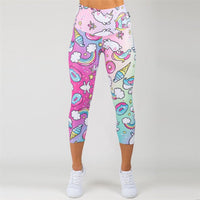 FCCEXIO New Style Fashion Elastic Force Fitness Women Leggings Workout Pants Sporting Skinny Leggings Rainbow Unicorn Leggins