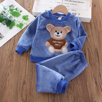 Baby Boys And Girls Clothing Set Tricken Fleece Children Hooded Outerwear Tops Pants 3PCS Outfits