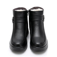 GKTINOO Fashion Winter Women Genuine Leather Ankle Boots Female Thick Plush Warm Snow Boots Mother Waterproof Non-slip Booties