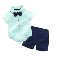 Top and Top Summer Fashion Newborn Boys Formal Clothing Set Cotton Romper Top+ Shorts Baby Gentleman Suit Kids Boys Clothes Sets