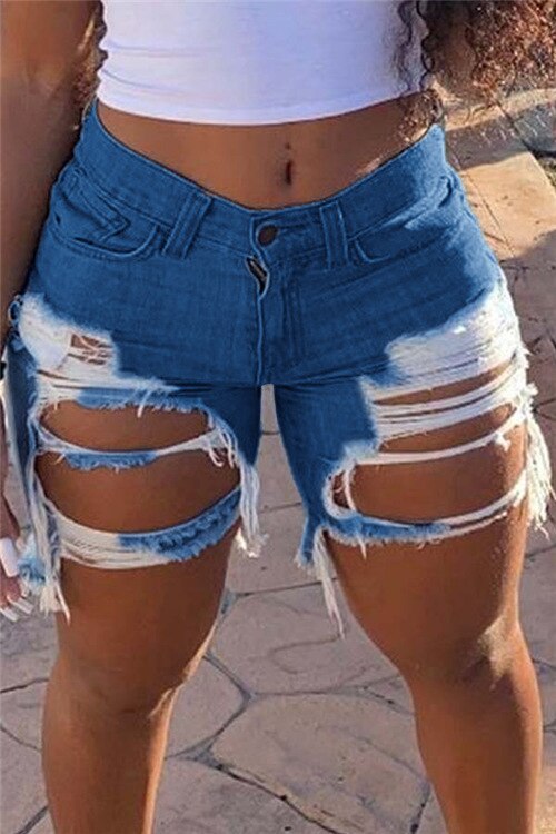 2022 Sexy new arrival Women's summer Ripped denim shorts Trendy Internet celebrities shorts