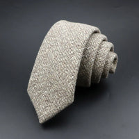 Classic Brown Grey Plaid Striped Wool Necktie Narrow Collar Slim Cashmere Tie For Man Suit Party Casual Accessory Cravat Gift