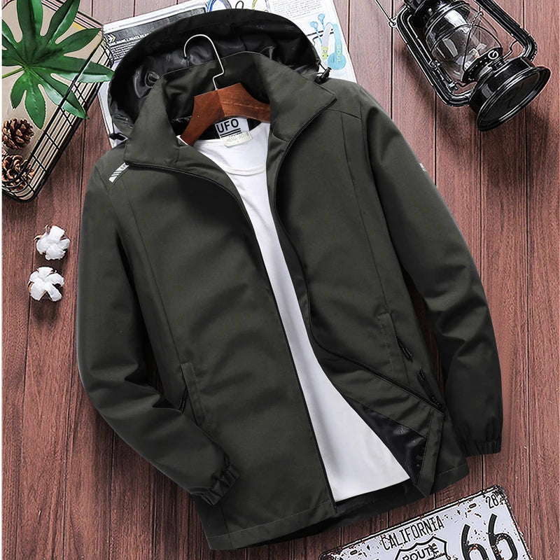 Men's Casual Hooded Bomber Jacket Spring summer Hip Hop Windbreaker waterproof Sportswear Jackets and Coats men clothing 7XL 8XL