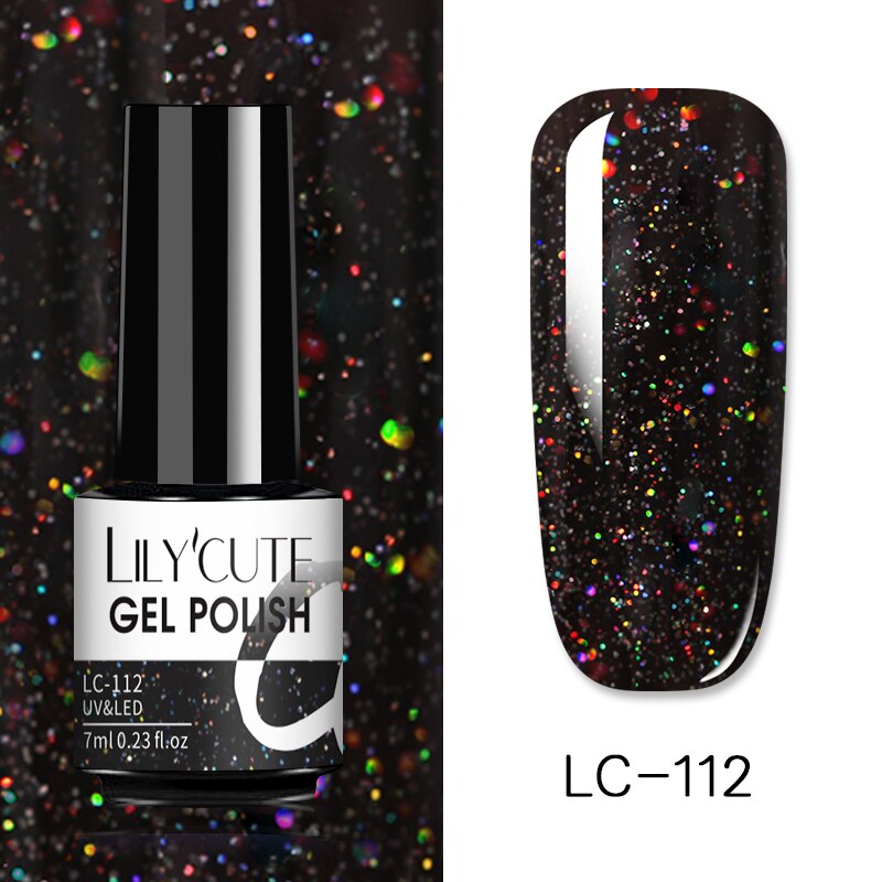 LILYCUTE 7ml Glitter Sequins Nail Gel Polish Gel Rose Gold Semi Permanent Hybrid Nail Art DIY Design Varnish