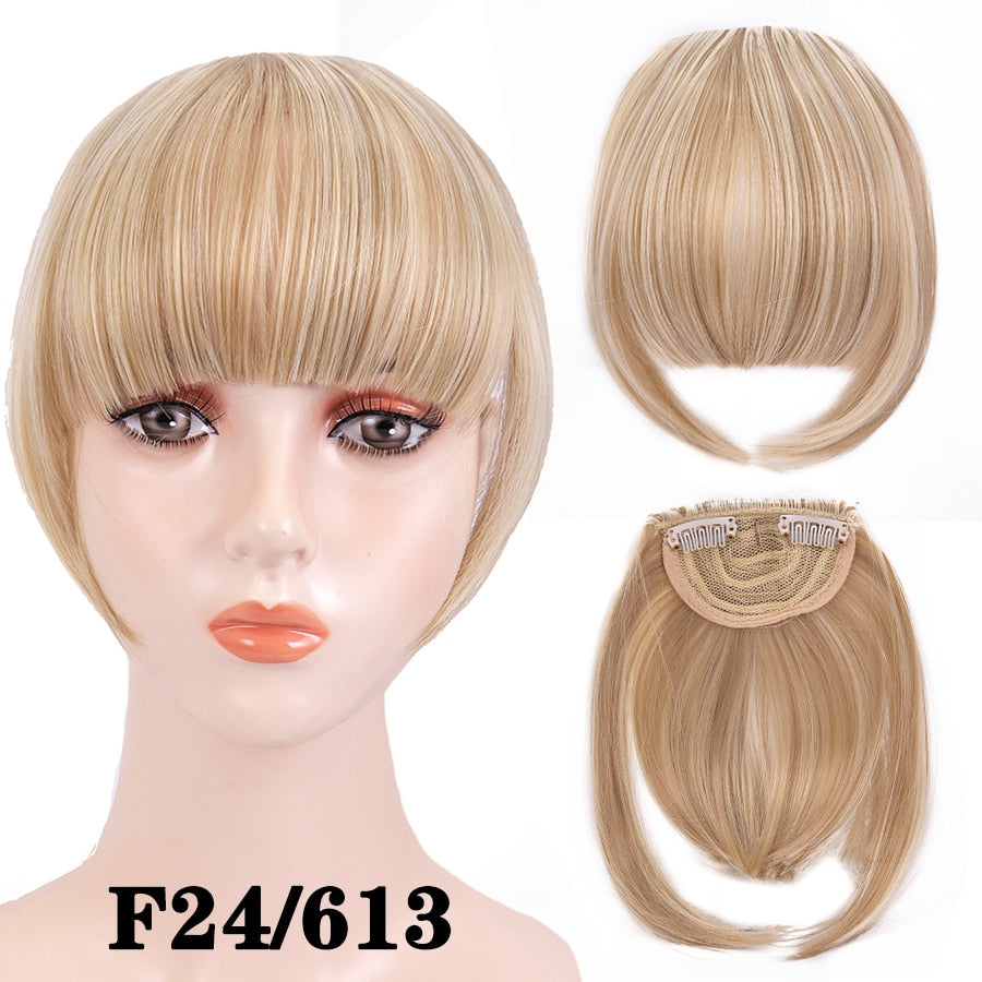 Leeons Short Synthetic Bangs Heat Resistant Hairpieces Hair Women Natural Short Fake Hair Bangs Hair Clips For Extensions Black